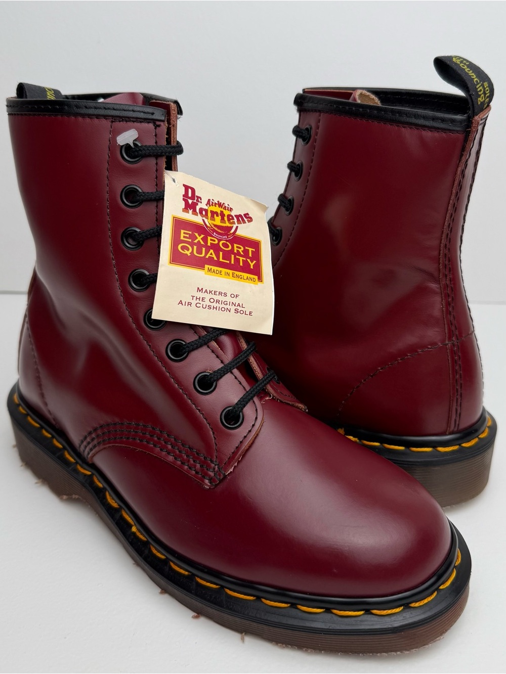 Vintage Dr. Martens Oxblood Made in England Red Leather 8 Eye Boots UK 4